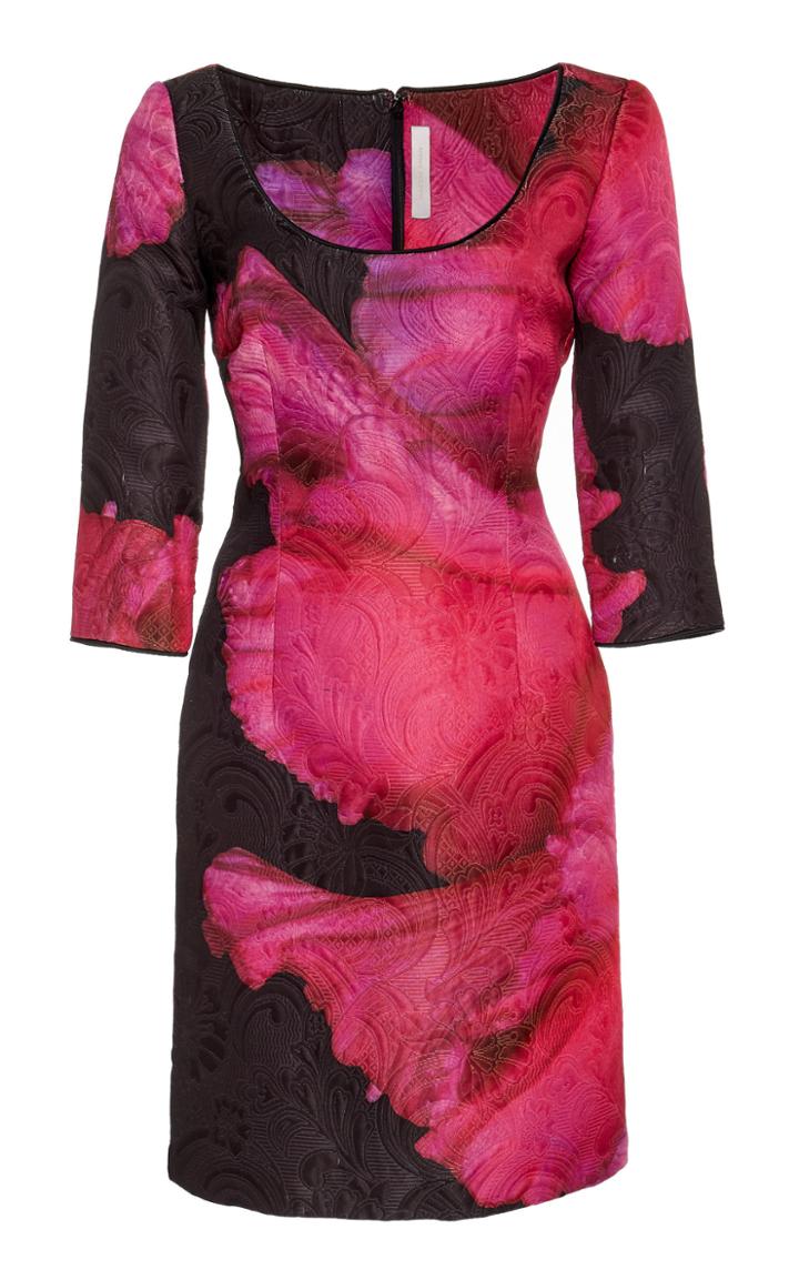 Naeem Khan Floral Printed Jacquard Mini Dress