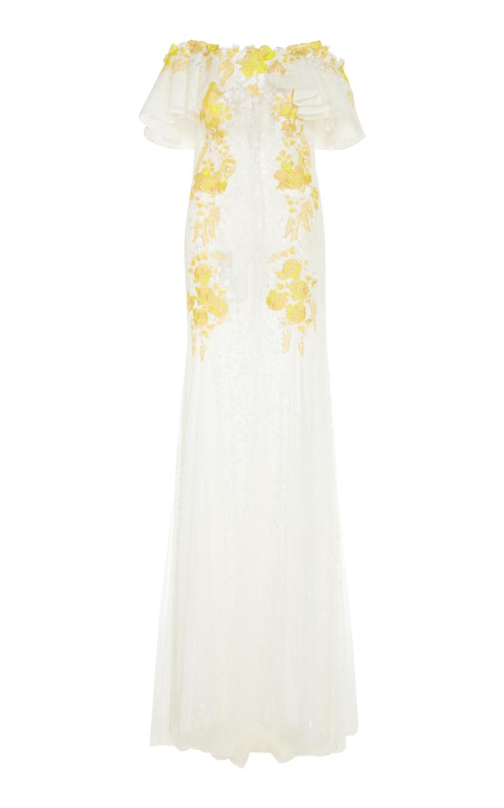 Costarellos Ruffled Off-the-shoulder Dress