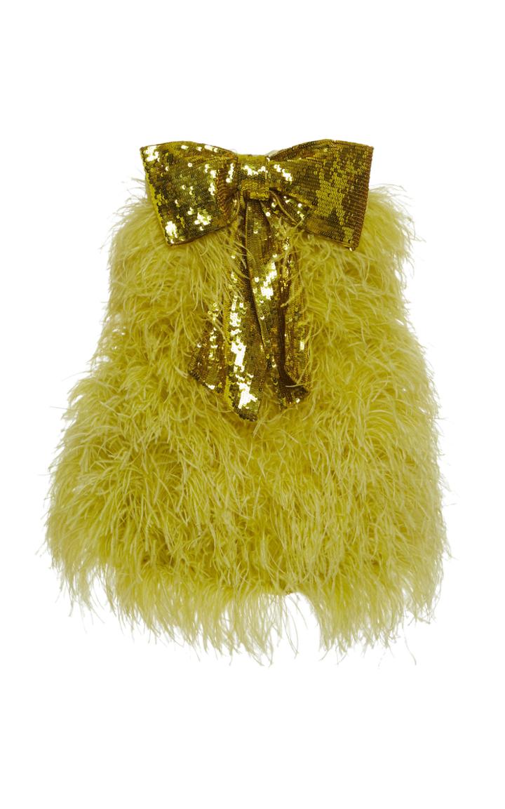 Attico Feather Strapless Dress