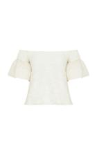 Razan Alazzouni Floral Jacquard Top With Puff Sleeves