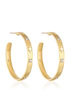 Pamela Zamore Star And Stone 18k Yellow Gold Diamond Hoop Earrings