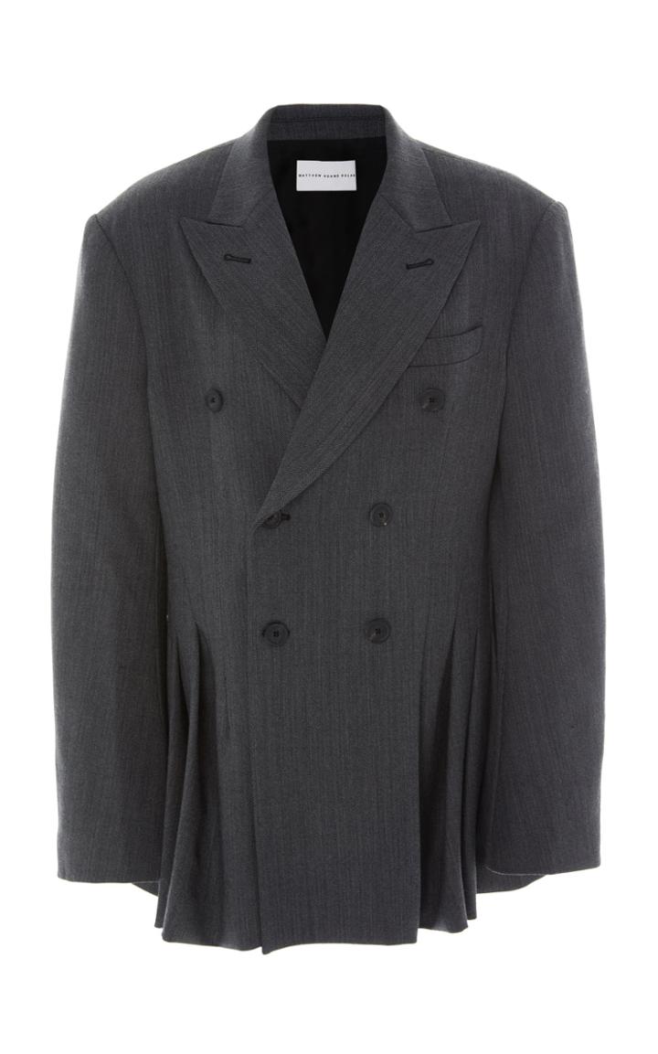 Matthew Adams Dolan Oversized Pleated Herringbone Twill Blazer