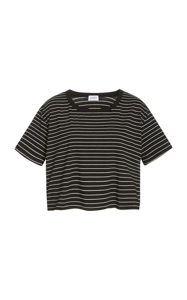 Leset Amber Cropped Striped Jersey T-shirt