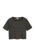 Leset Amber Cropped Striped Jersey T-shirt
