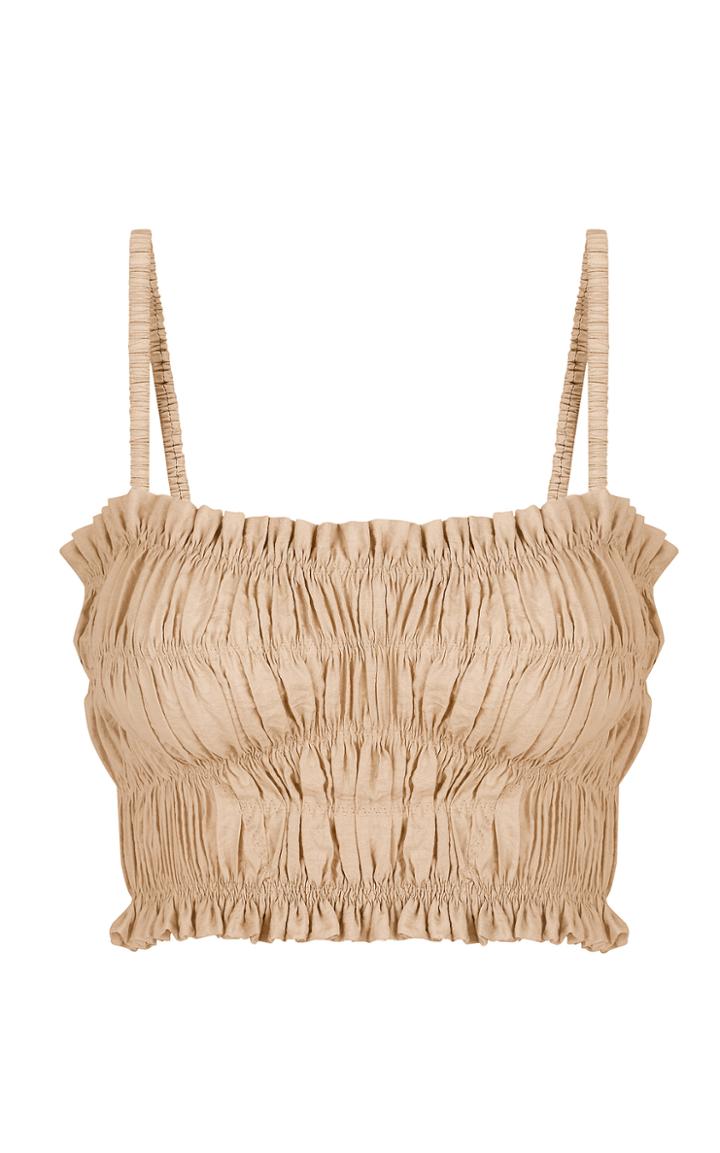 Anna October Izy Smocked Crepe Crop Top