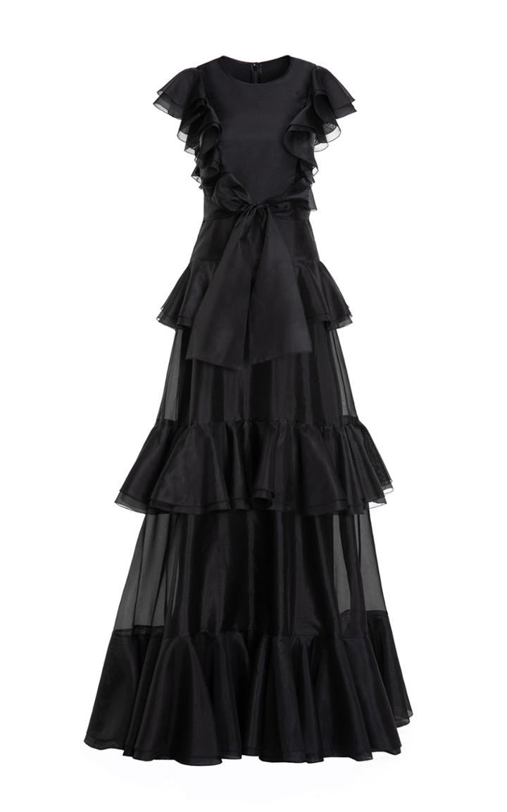 Moda Operandi Huishan Zhang Liberty Tiered Taffeta Gown