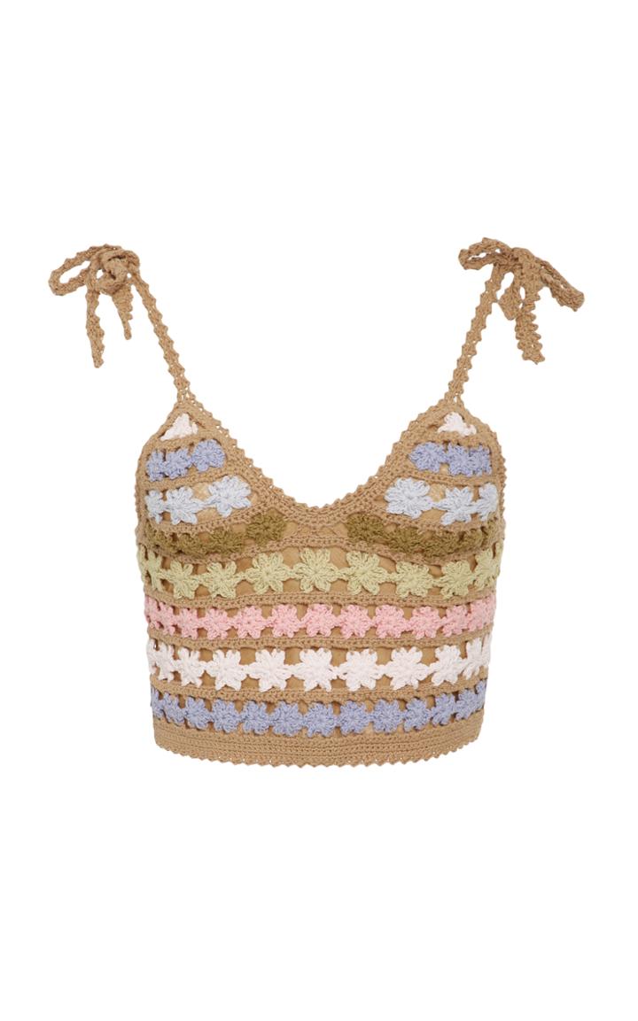 She Made Me Cropped Crocheted Cotton Top