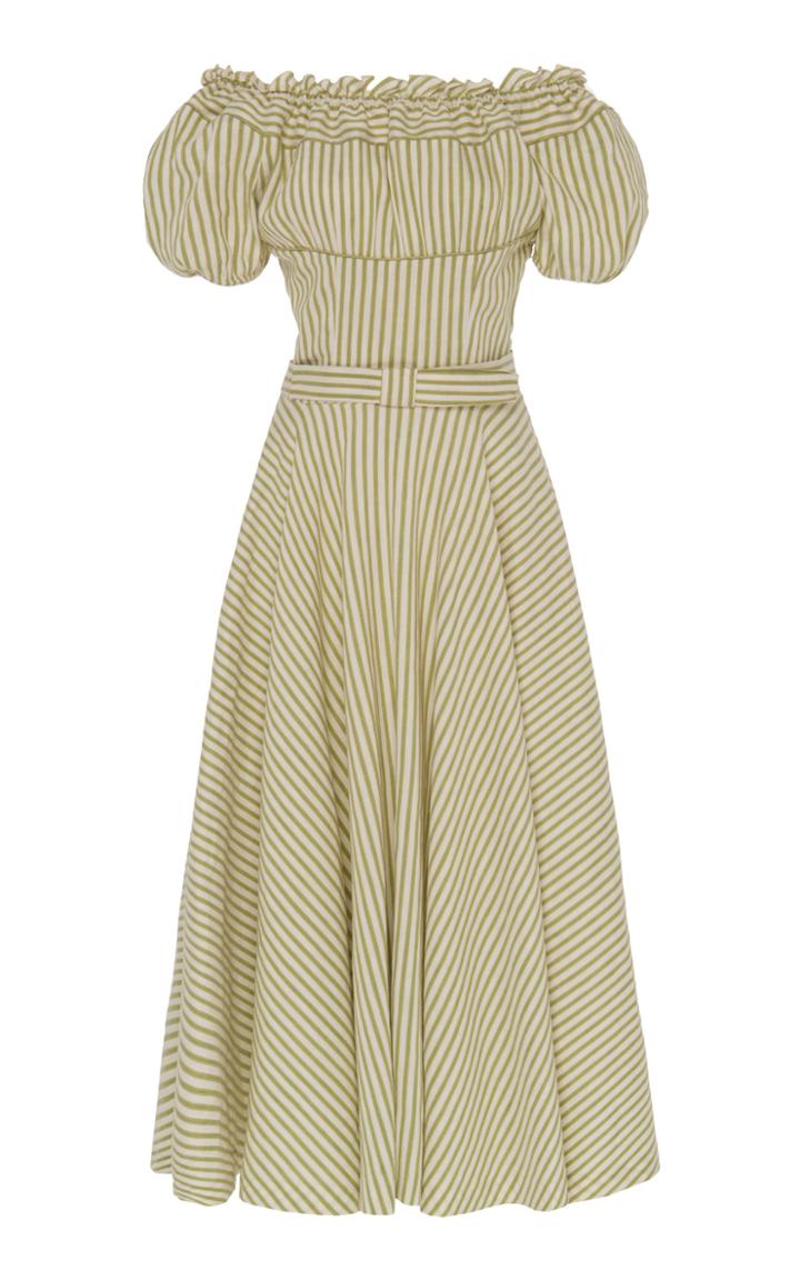 Luisa Beccaria Off The Shoulder Cotton Blend Midi Dress
