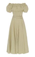 Luisa Beccaria Off The Shoulder Cotton Blend Midi Dress