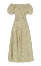 Luisa Beccaria Off The Shoulder Cotton Blend Midi Dress