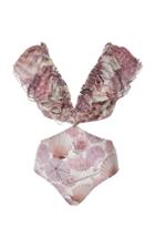 Agua De Coco Cut-out One-piece Silk Swimsuit