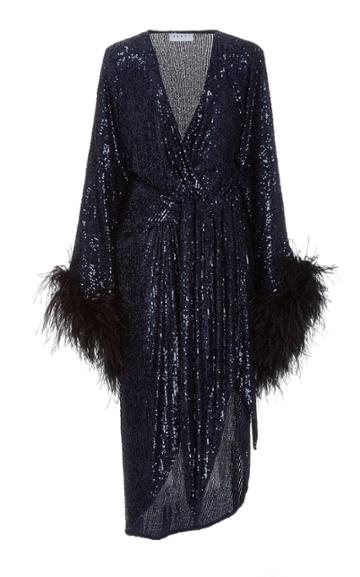 Nervi Donna Feather-trimmed Sequined Wrap Dress