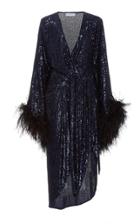 Nervi Donna Feather-trimmed Sequined Wrap Dress