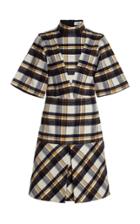 Moda Operandi Victoria Beckham Reversed Plaid Cotton Flannel Shirt Dress