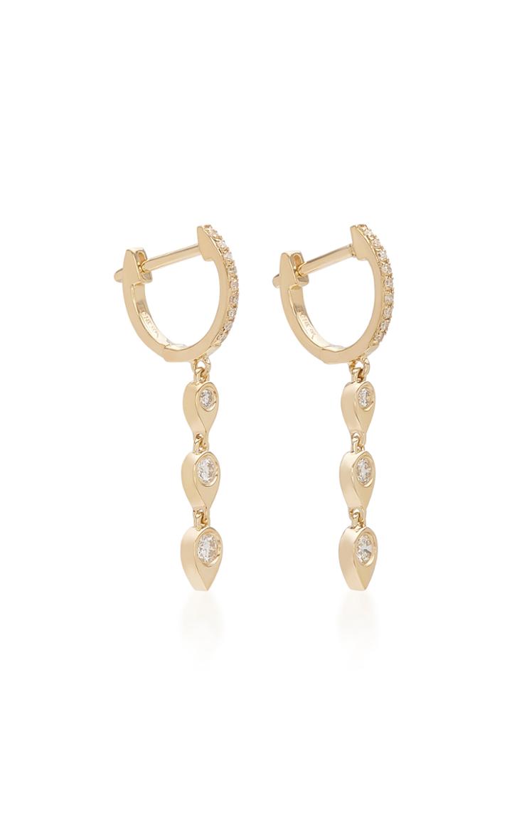 Ef Collection 14k Gold And Diamond Huggie Drop Earrings