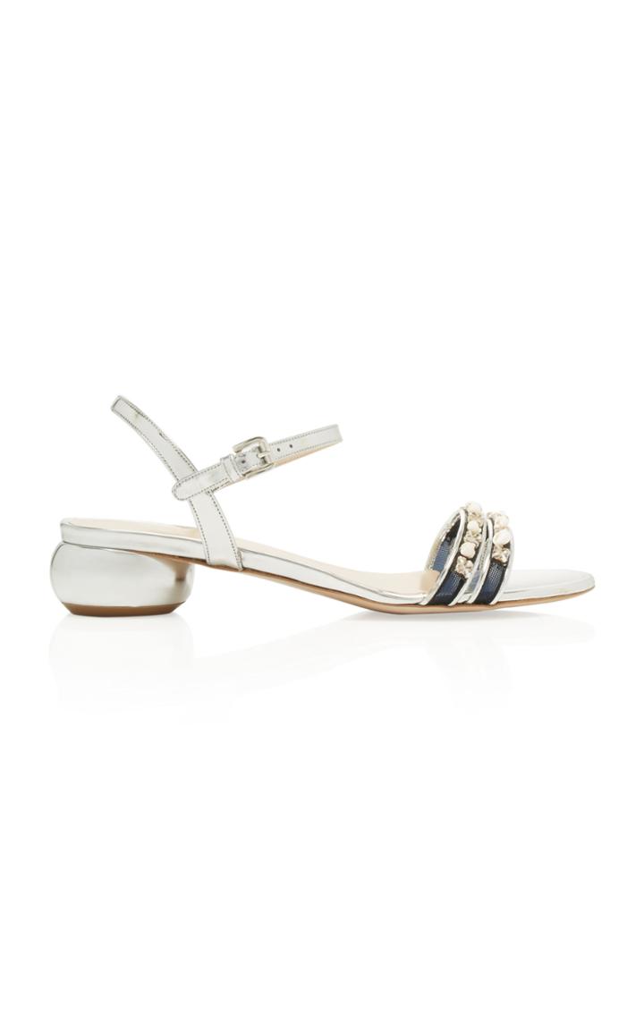 Delpozo Metallic Kitten Heel Sandal
