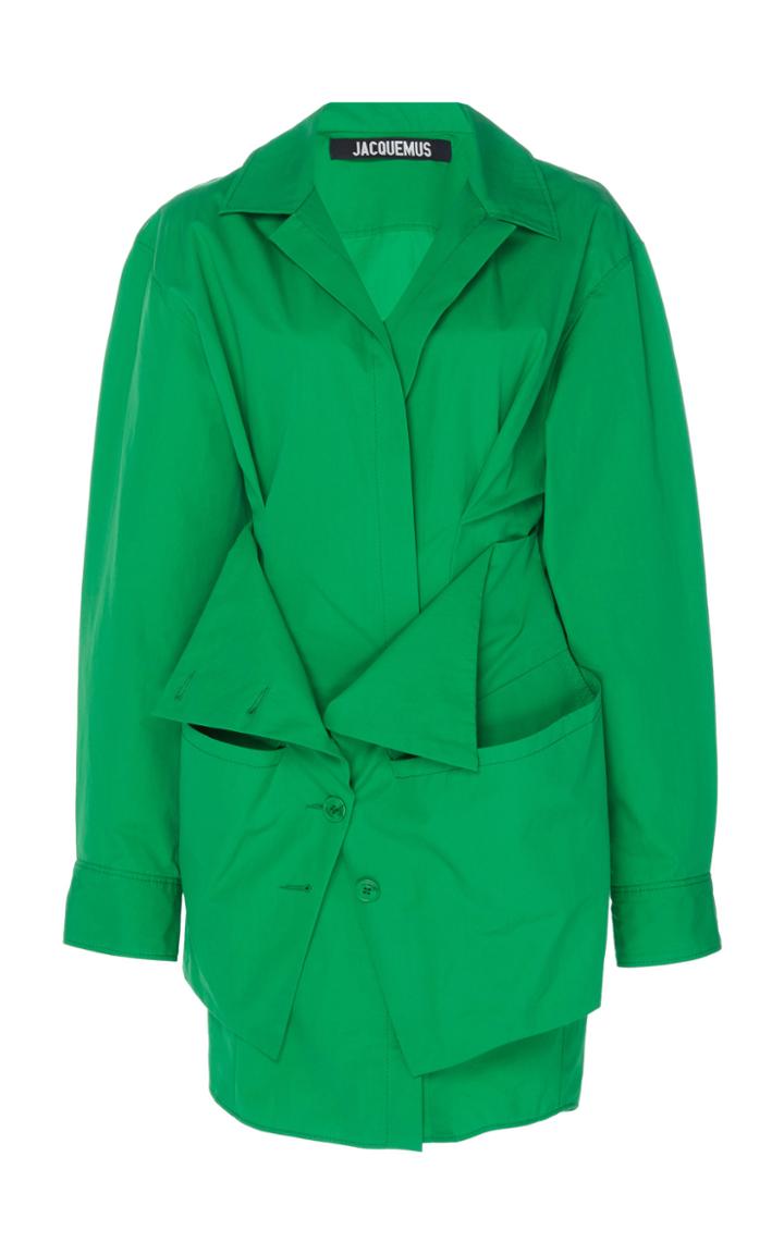 Jacquemus Collared Layered-hem Button-accented Mini Dress