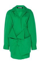 Jacquemus Collared Layered-hem Button-accented Mini Dress