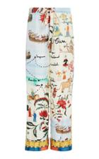 Oscar De La Renta Cropped Printed Silk-twill Pants