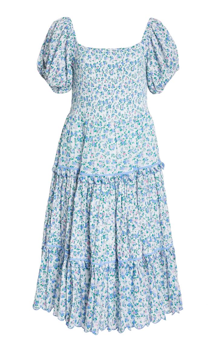 Moda Operandi Loveshackfancy Masie Cotton-blend Smocked Dress