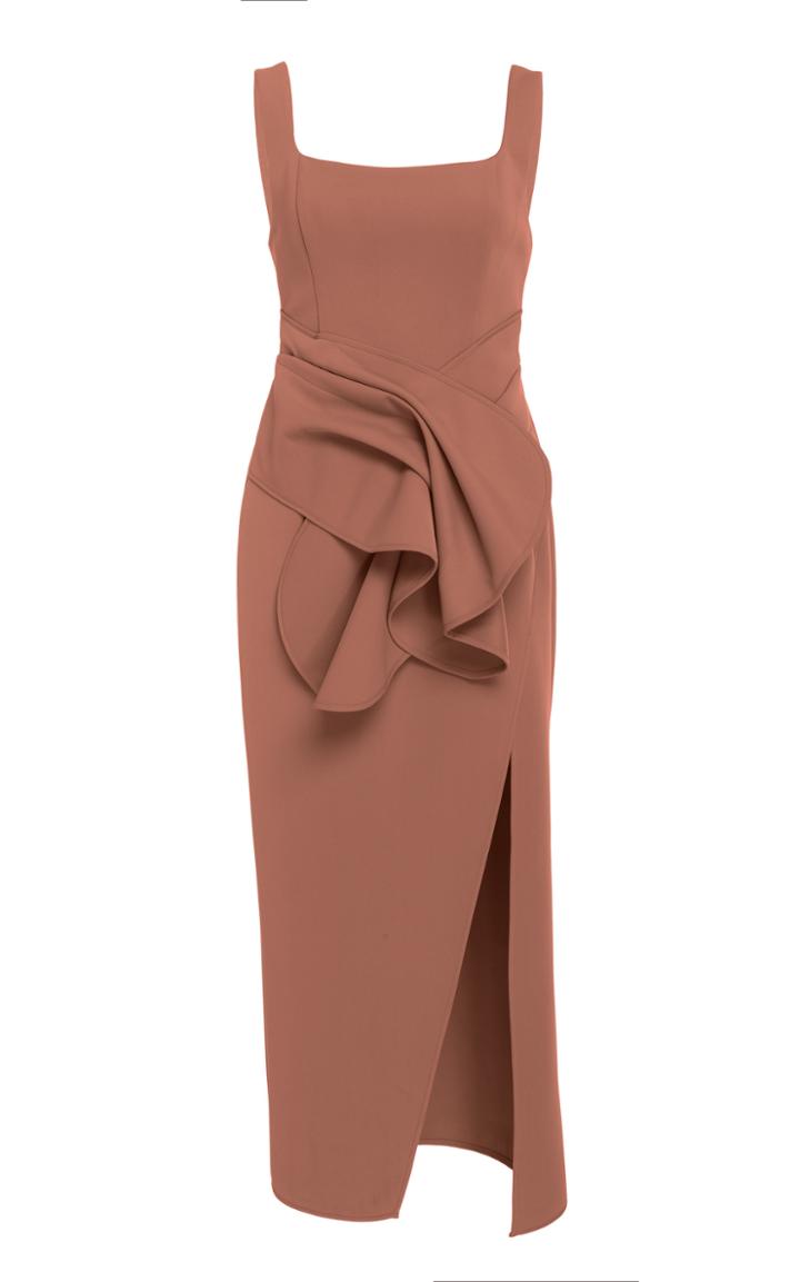 Acler Habana Wrap-effect Ruffled-waist Midi Dress