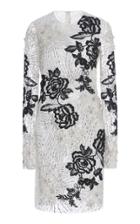 Naeem Khan Contrast Floral Long Sleeve Dress