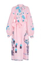 Yuliya Magdych Blossoming Deer Scarf Neck Midi Dress