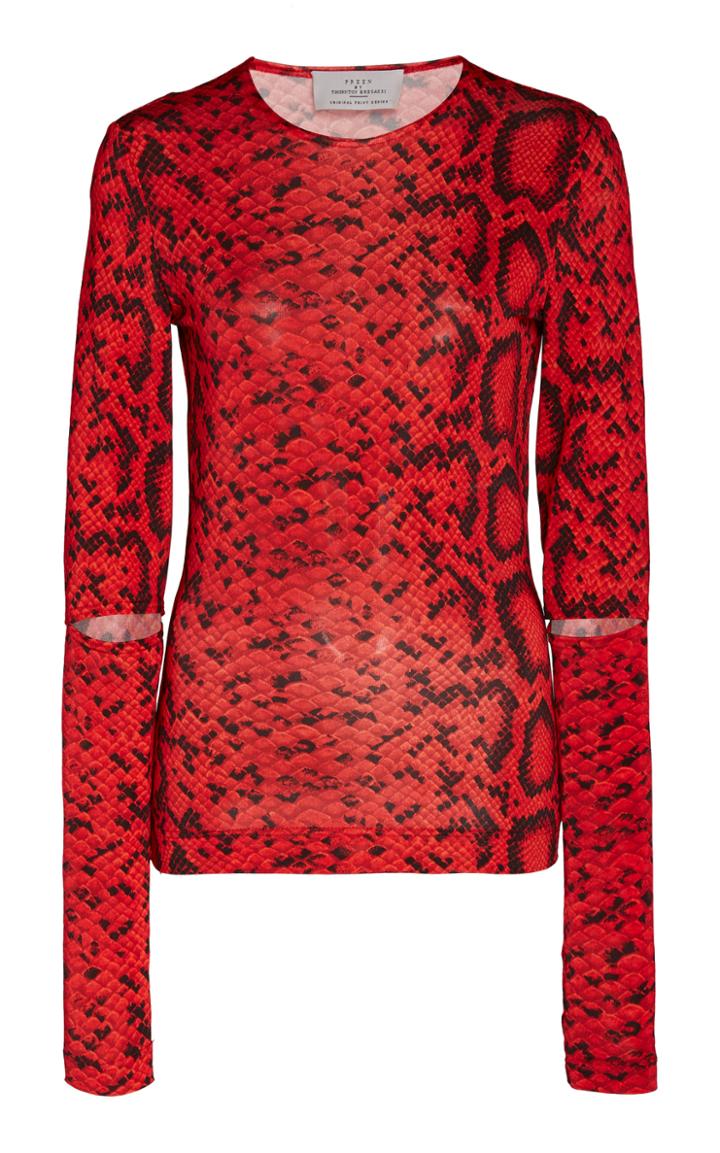 Preen By Thornton Bregazzi Cutout Snake-print Stretch-jersey Top