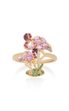 Yvonne Leon Flamingo 18k Gold Diamond And Tsavorite Ring