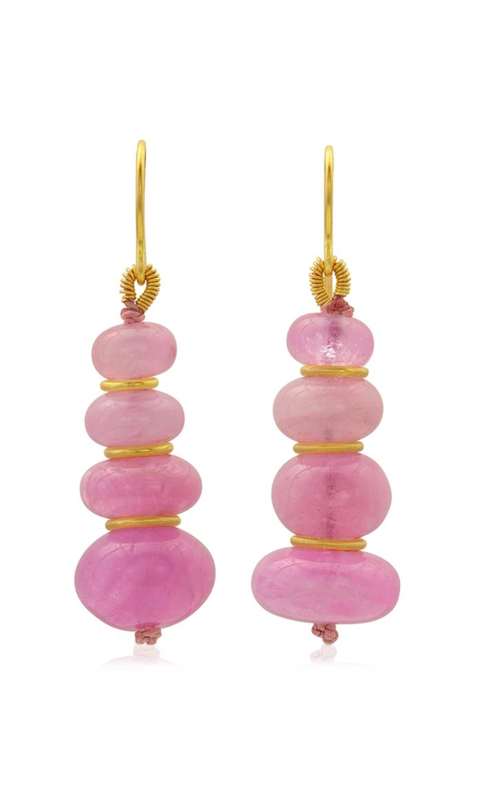 Moda Operandi Loren Nicole Bubble Gum Tourmaline 22k Yellow Gold Drop Earrings