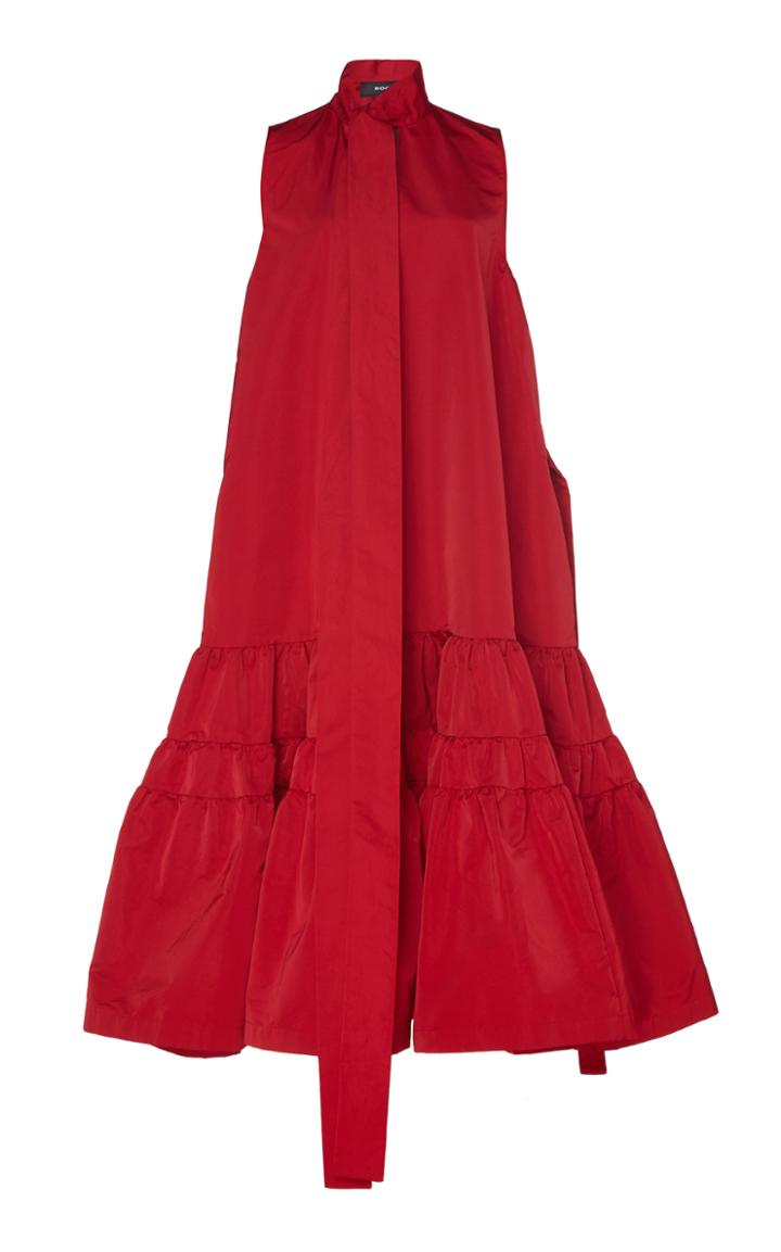 Rochas Belted Taffeta Tent Dress
