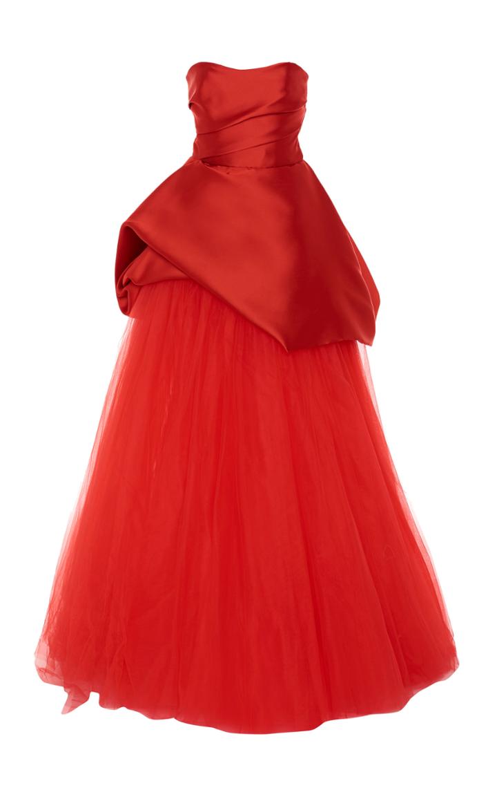Monique Lhuillier Strapless Peplum Gown With Full Skirt