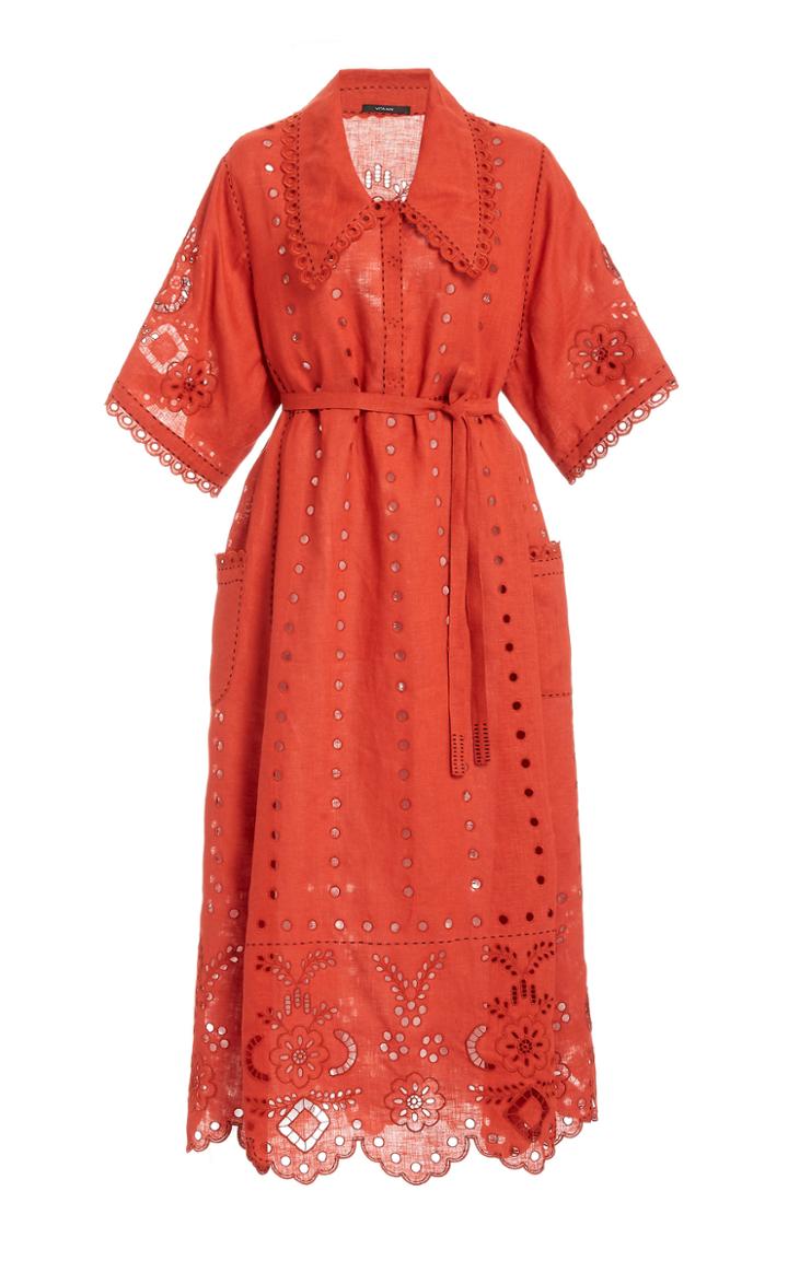 Vita Kin Charlotte Broderie Anglaise Linen Midi Dress