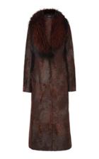 J. Mendel Broadtail Coat With Perforated Silver Fox Collar