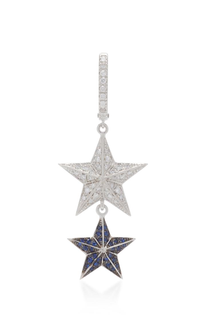 Marianna Goulandris Single 14k Gold Sapphire And Diamond Star Earring