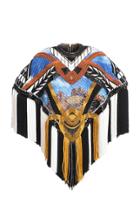 Balmain Fringed Woven Poncho