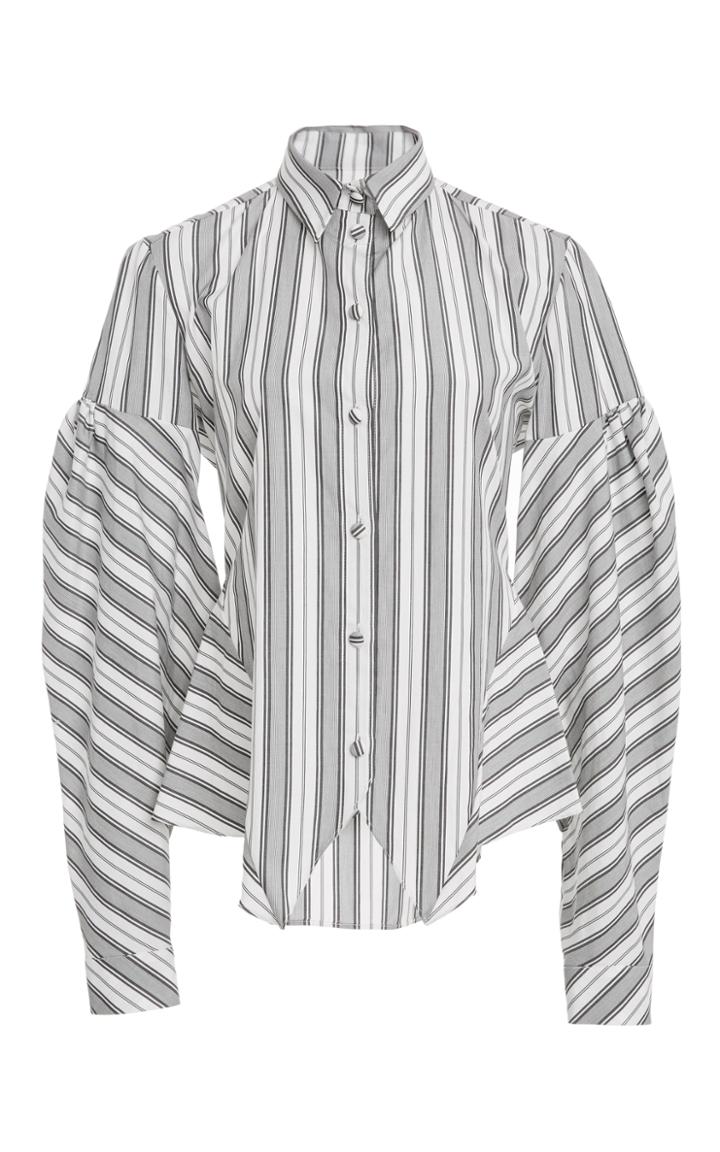 Christian Siriano Puff Sleeve Multi-stripe Shirt