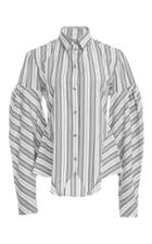 Christian Siriano Puff Sleeve Multi-stripe Shirt