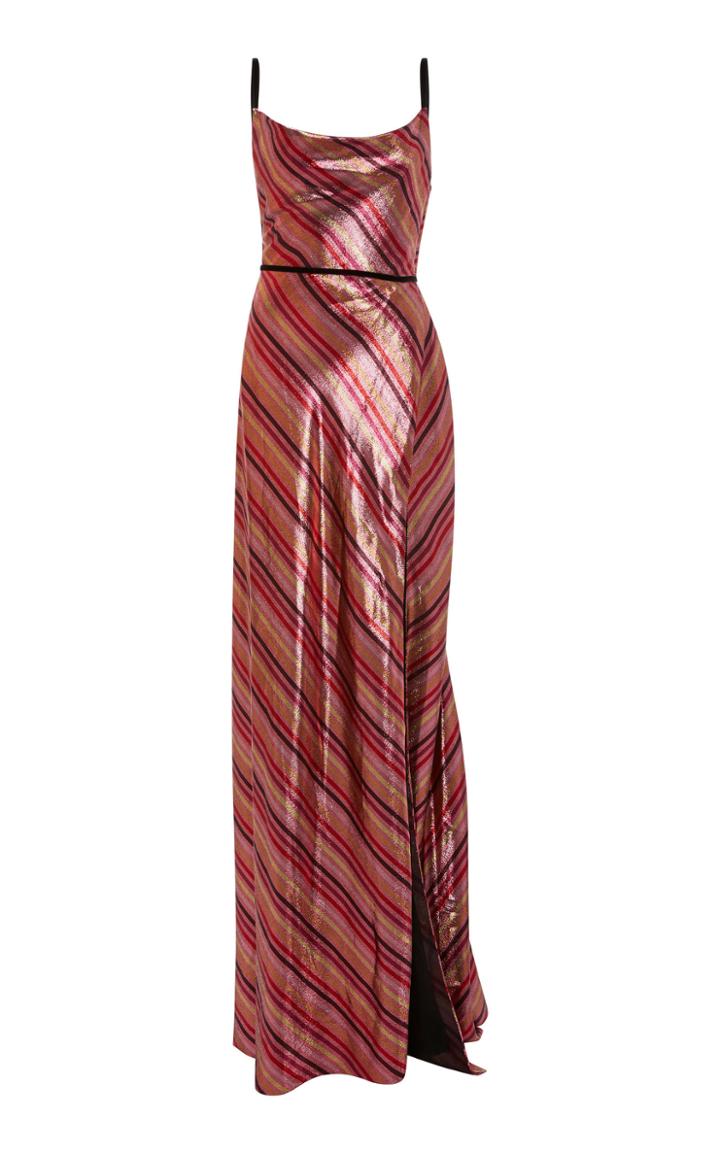 Markarian Amarna Metallic Stripe Gown