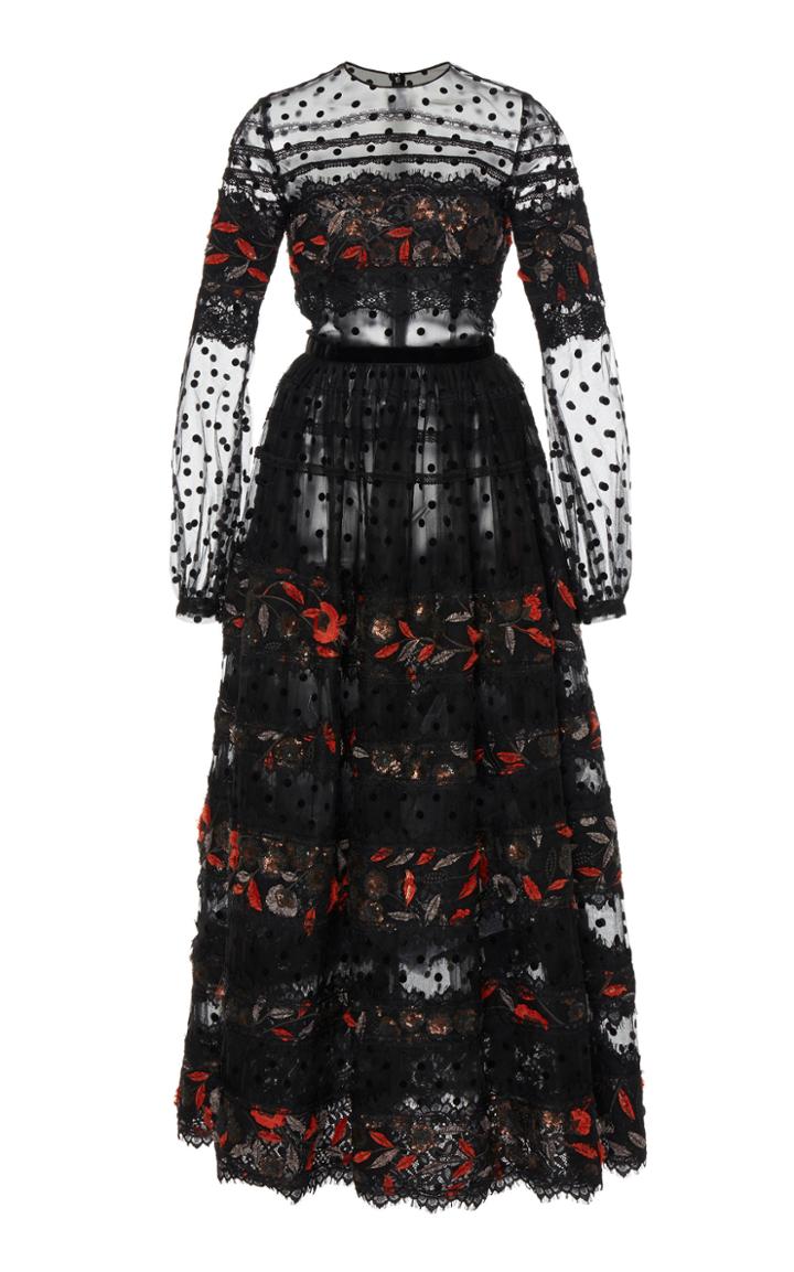 Costarellos Dot Bodice Cotton Dress