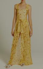 Adriana Degreas Muse Print Long Skirt With Ruffles
