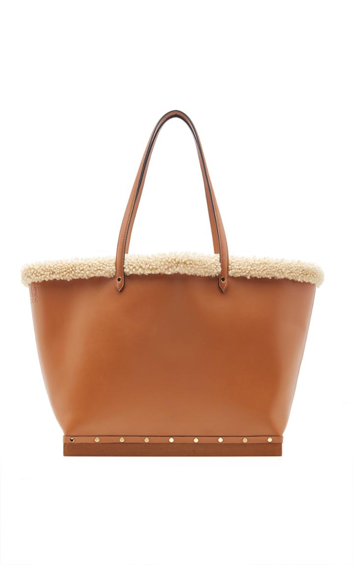 Altuzarra Clog Large Shearling-trimmed Leather Bag