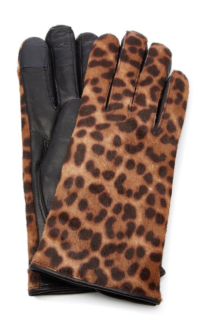 Maison Fabre Iggy Leather-trimmed Leopard-print Cashmere Gloves
