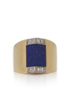 Fratelli Piccini Tetti Di Firenze 18k Gold Lapis And Diamond Ring