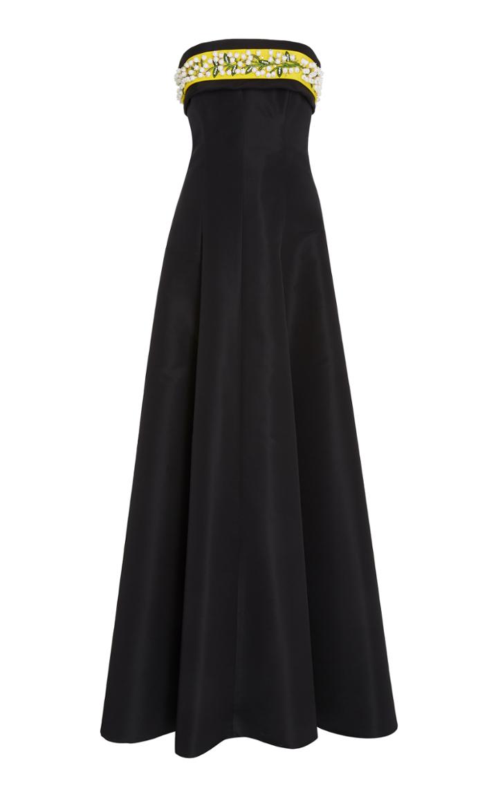 Carolina Herrera Strapless Embroidered Gown