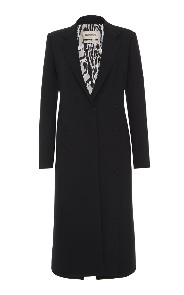 Roberto Cavalli Wool Blend Crepe Coat