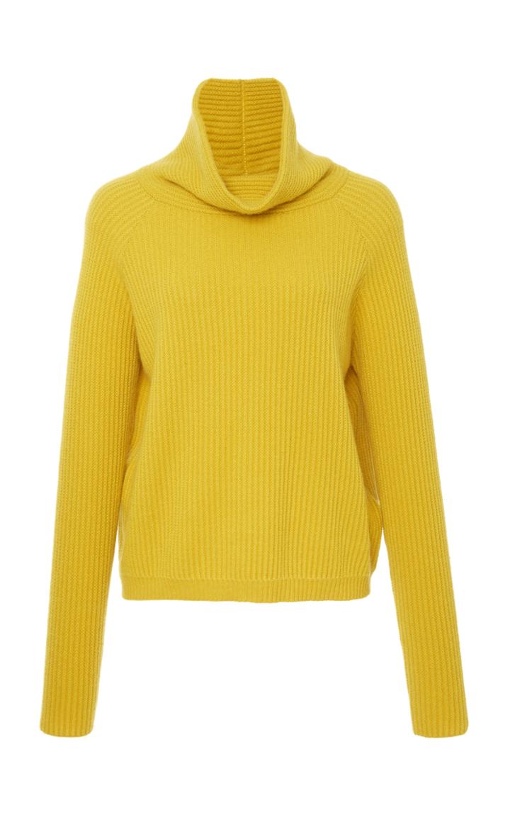 Allude Ribbed Cashmere Funnel Neck Sweater