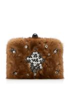 Oscar De La Renta Mink Embellished Minaudiere