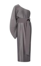 Solace London Grey Drew Pleated One Shoulder Dress