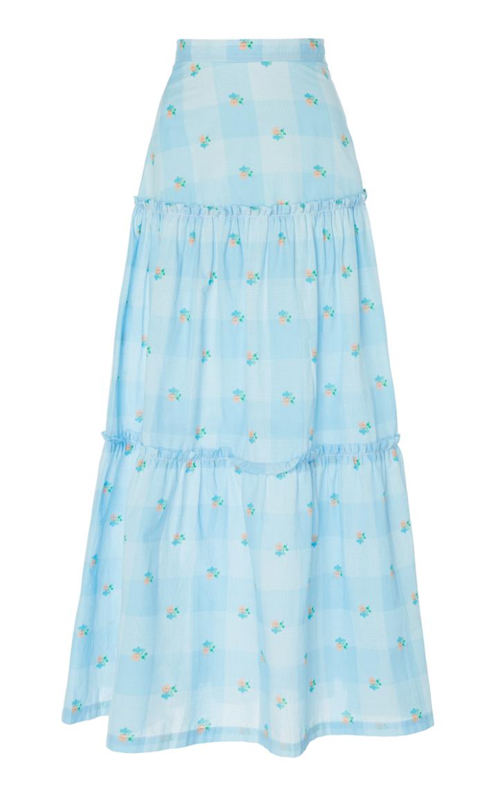 Rixo Danny Paneled Cotton Midi Skirt